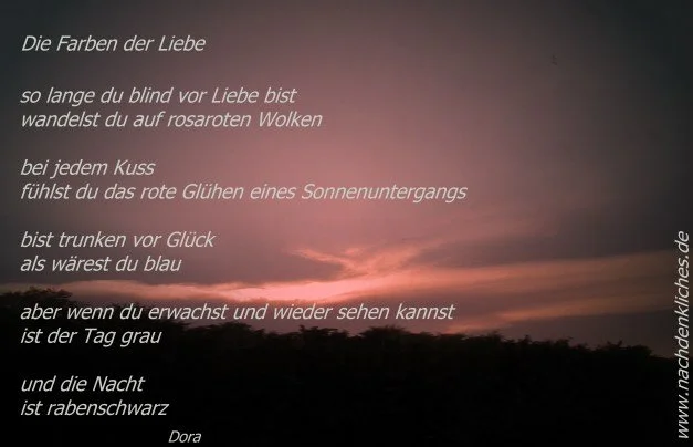 Die Farben der Liebe - Ein nachdenkliches Gedicht &uuml;ber die Liebe von Dora, mit einem Sonnenuntergang im Hintergrund